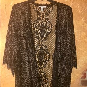 NWOT Isaac Mizrahi Black Lace Duster 2XL